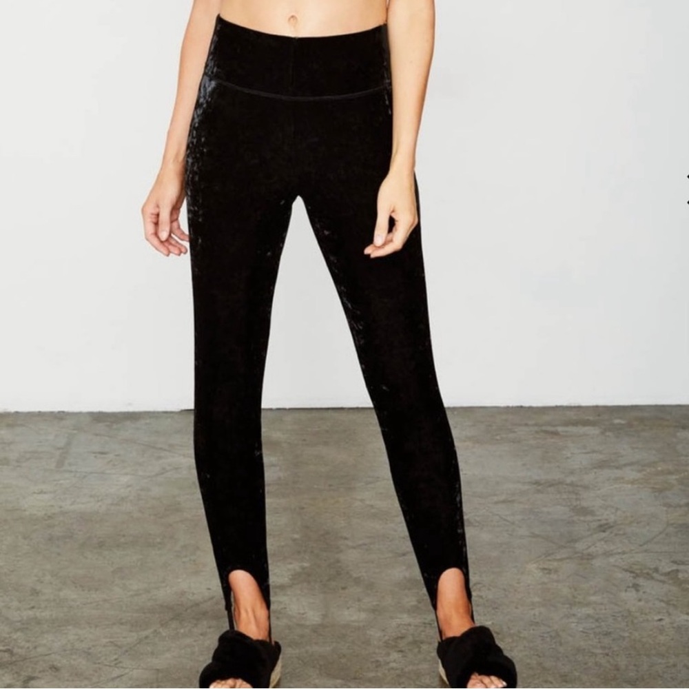 We are hah velvet stirrup leggings black